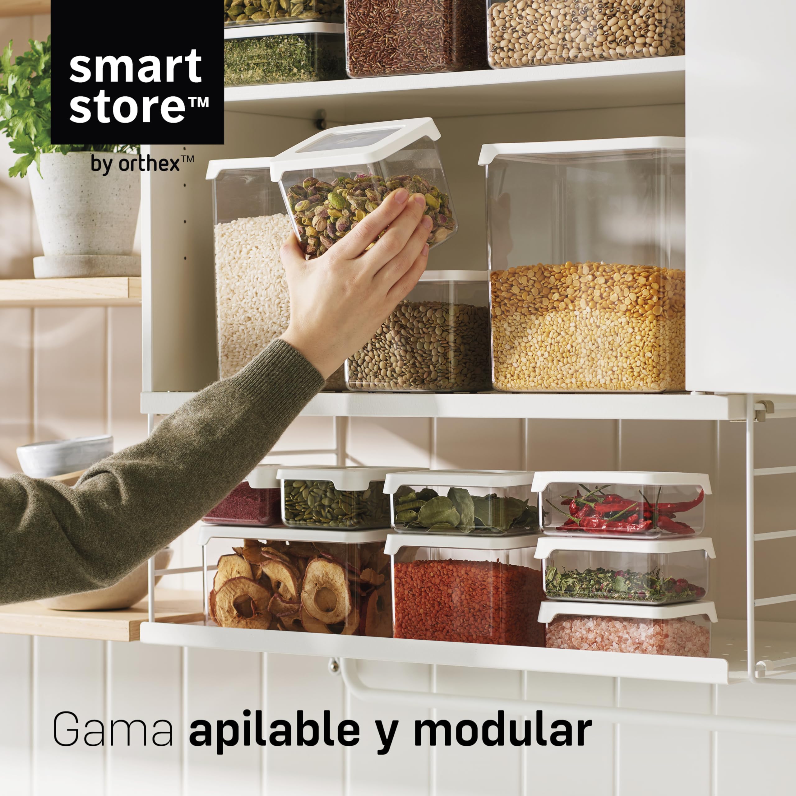 SmartStore Recipientes herméticos transparentes para alimentos secos con tapas, 3,5 L, juego de 4, sin BPA, aptos para lavavajillas, recipientes apilables de