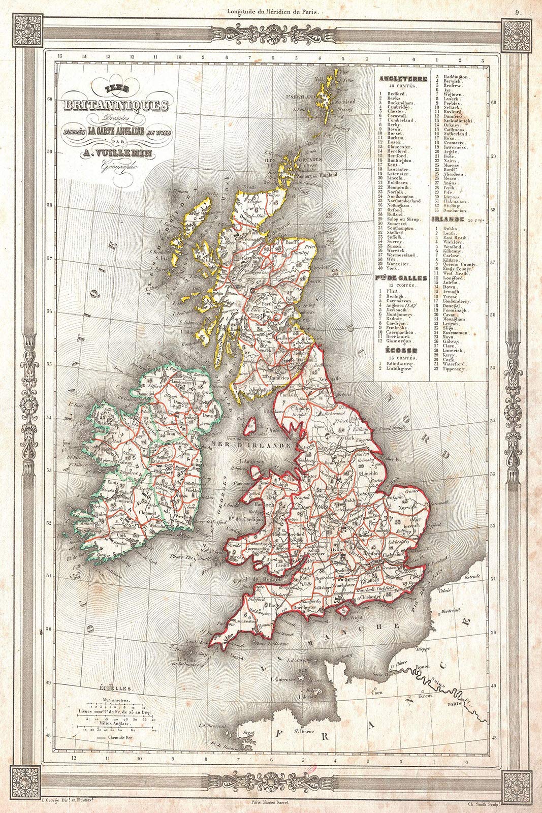 Textured Paper - Vintage Map of United Kingdom from 1852 Photo