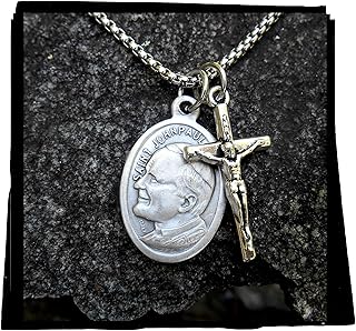 Saint Pope John Paul II Mens/Ladies or Teen Necklace, Boy Confirmation Gift, Patron Saint Gift, 24" Stainless Steel Box Chain