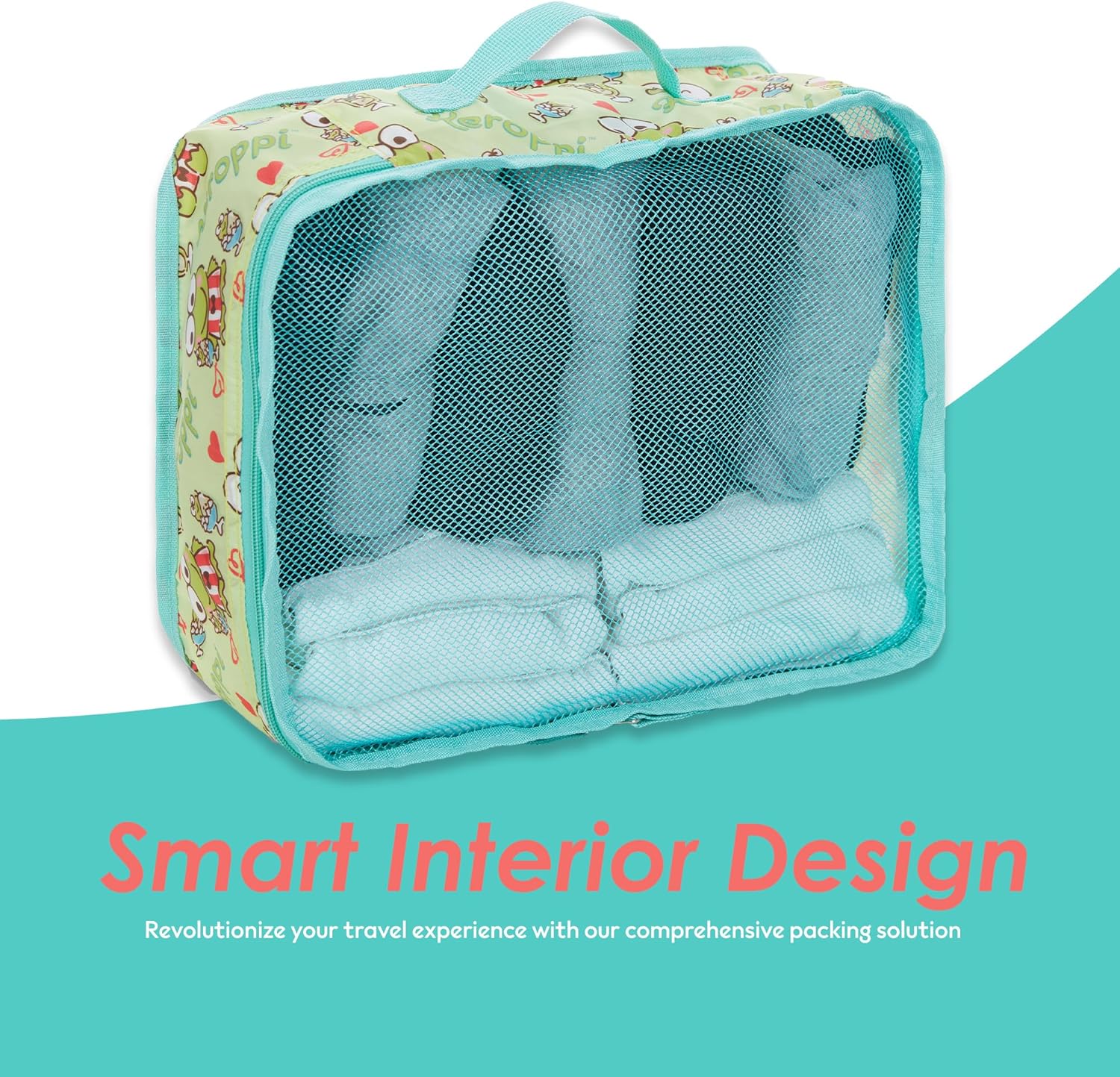 Sanrio's Hello Kitty Packing Cubes - 5 Piece Packing Cube Bags - Travel Essentials - Suitcase Luggage Organizer Set - Hello Kitty and Friends, My Melody, Kerromi, Kerropi, Badtz-Maru (Kerropi)