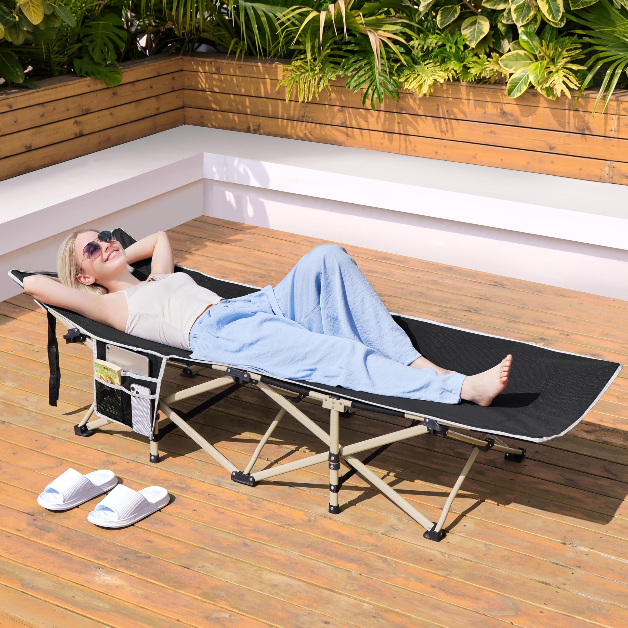 Yaheetech Feldbett Gästebett Campingbett Camping Reisen Bett klappbar bis 150kg belastbar mit Transporttasche 186 x 66 x 52 cm, Schwarz