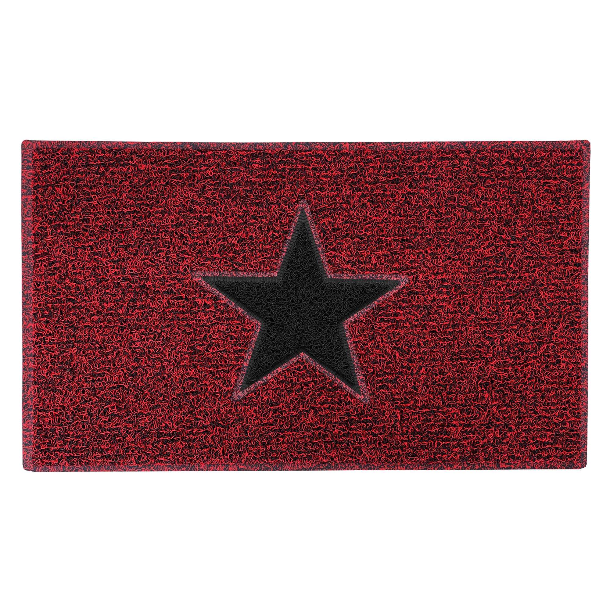 Nicoman Red/Black With Black Star Star Door Mat｜Entrance Barrier Dirt-Trapper Floor Mat｜Patio Garden Conservatory Doormat｜Indoor Outdoor Matt｜,75X44cm (29.5X17.3inches)