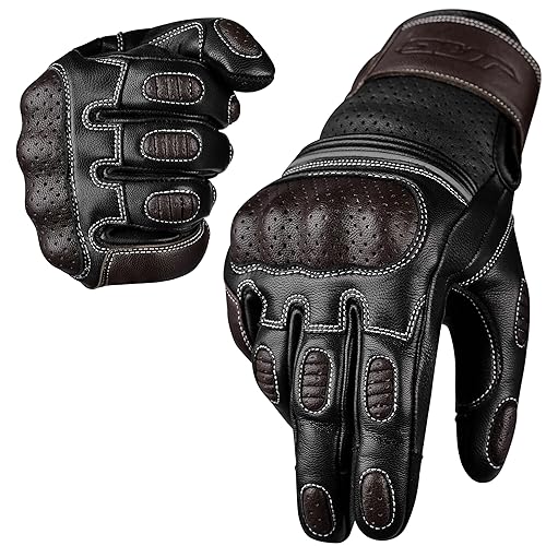 J.A.G. Motorcycle Gloves - Premium Leather Perforated Motorcycle Gloves for Men with Knuckle Protection | Touchscreen Motorbike Riding Gloves