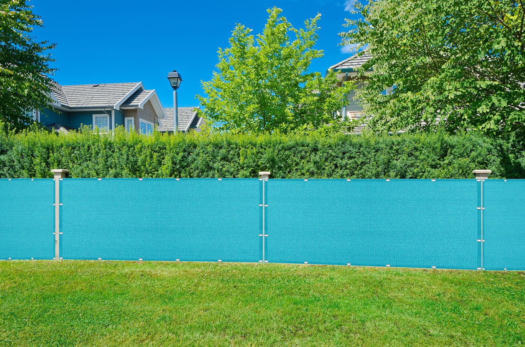 Błękitny zewnętrzny żagiel przeciwsłoneczny 70 x 540 cm – ochrona przed promieniowaniem UV, oddychająca tkanina, przelotki, w zestawie, idealne do ogrodu, na patio, balkon, ochrona przed wiatrem