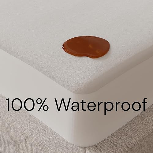 Miniatura 2 de Protector de colchón Queen  Algodón de rizo, 100% impermeable, hipoalergénico, bolsillo profundo, ajuste silencioso