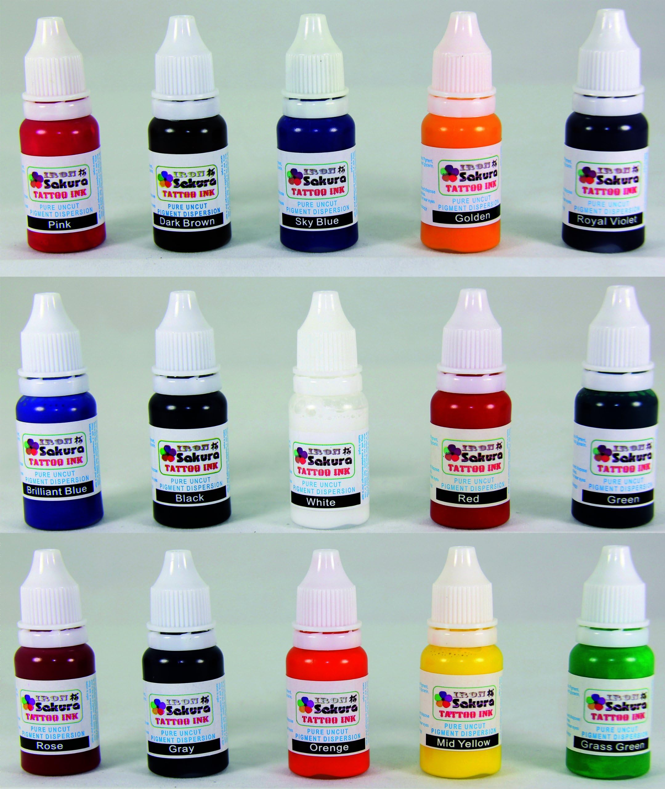 Tattoo Ink Pigment 15 Colors 15ml or 1/2oz Each 15 Inks
