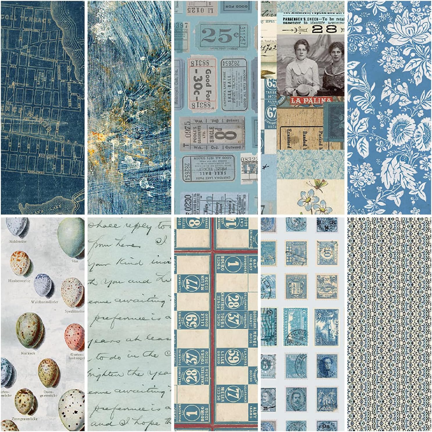 Eclectic Elements Palette: Blue Fat Quarter Bundle (10 Pieces) by Tim Holtz for FreeSpirit