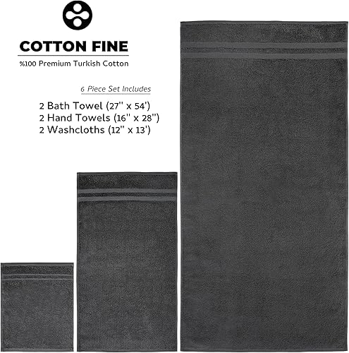 Vista 5 de Juego de 6 toallas premium, 2 toallas de baño, 2 toallas de mano, 2 toallitas, 100% algodón turco suave y absorbente
