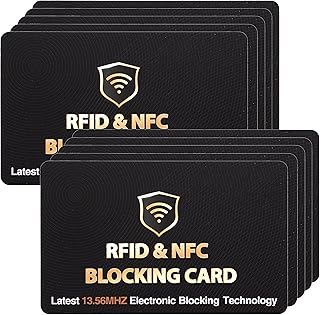 RFID Blocking Card, One Card Protects Entire Wallet Purse, NFC Contactless Bank Debit Credit Card Protector ID ATM Guard Card Blocker, Black, 10 pcs Black, Rf