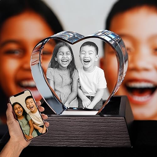 Miniatura 2 de Corazón de foto, regalos personalizados para esposa, papá, madre, abuelo, ella, mamá  Regalo personalizado con tu foto, regalos para parejas, base