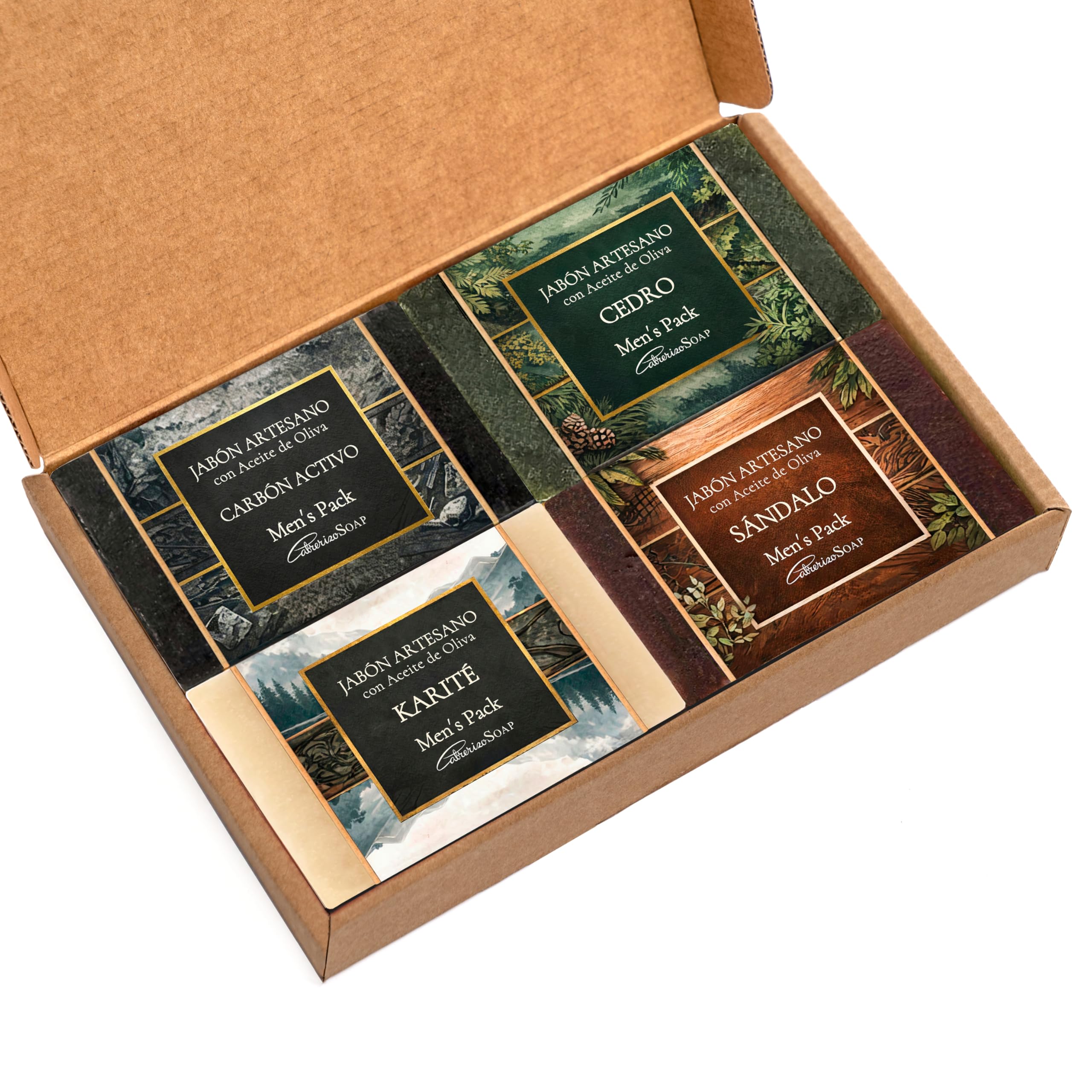 Savons artisanaux avec parfum homme – Savon solide 4x125 g – Idee cadeau homme original pour anniversaire et occasions spéciales, idéal pour la routine quotidienne visage