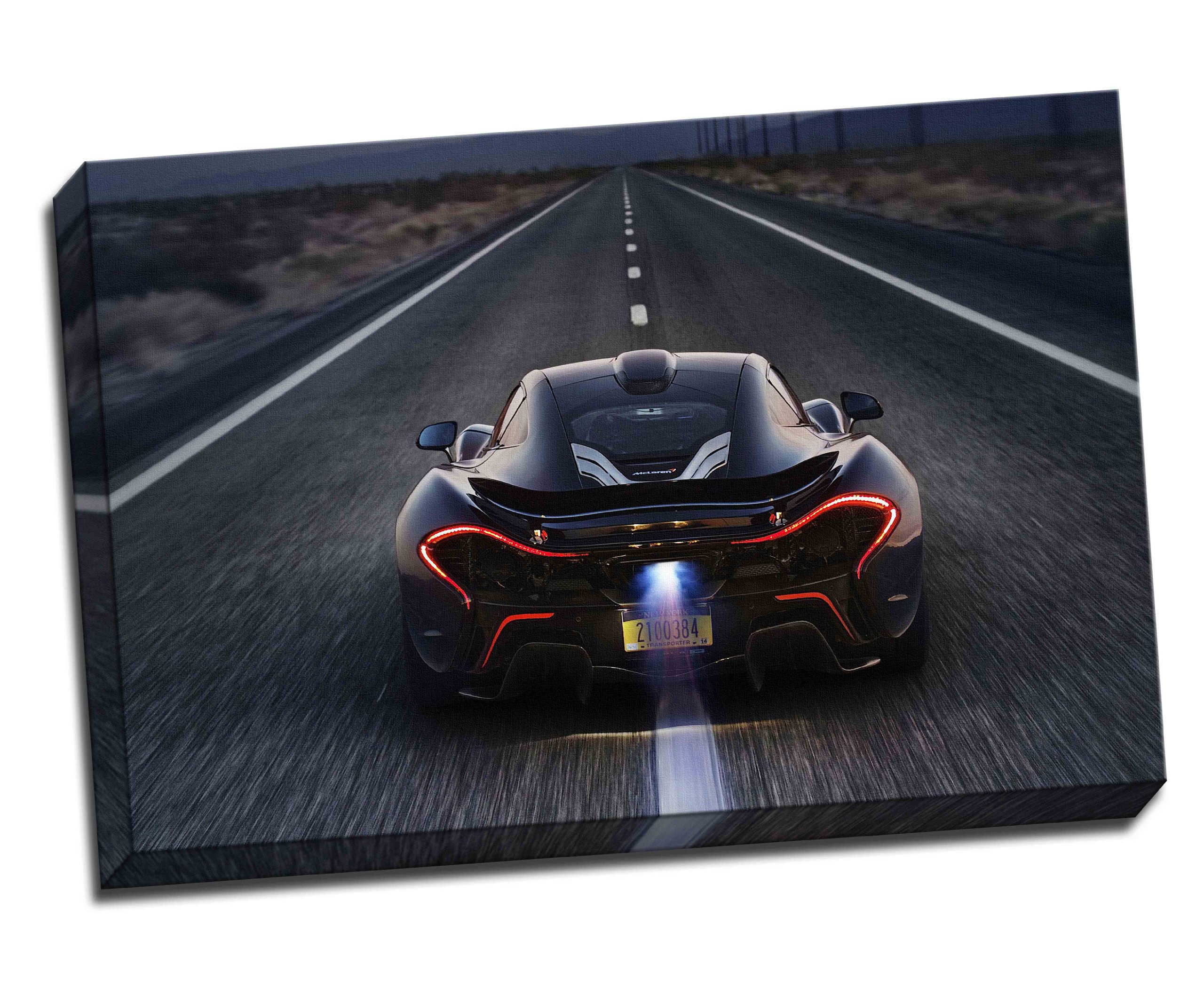Panther Print Black Mclaren P1 Canvas Art Print Poster 30"X 20" Inches