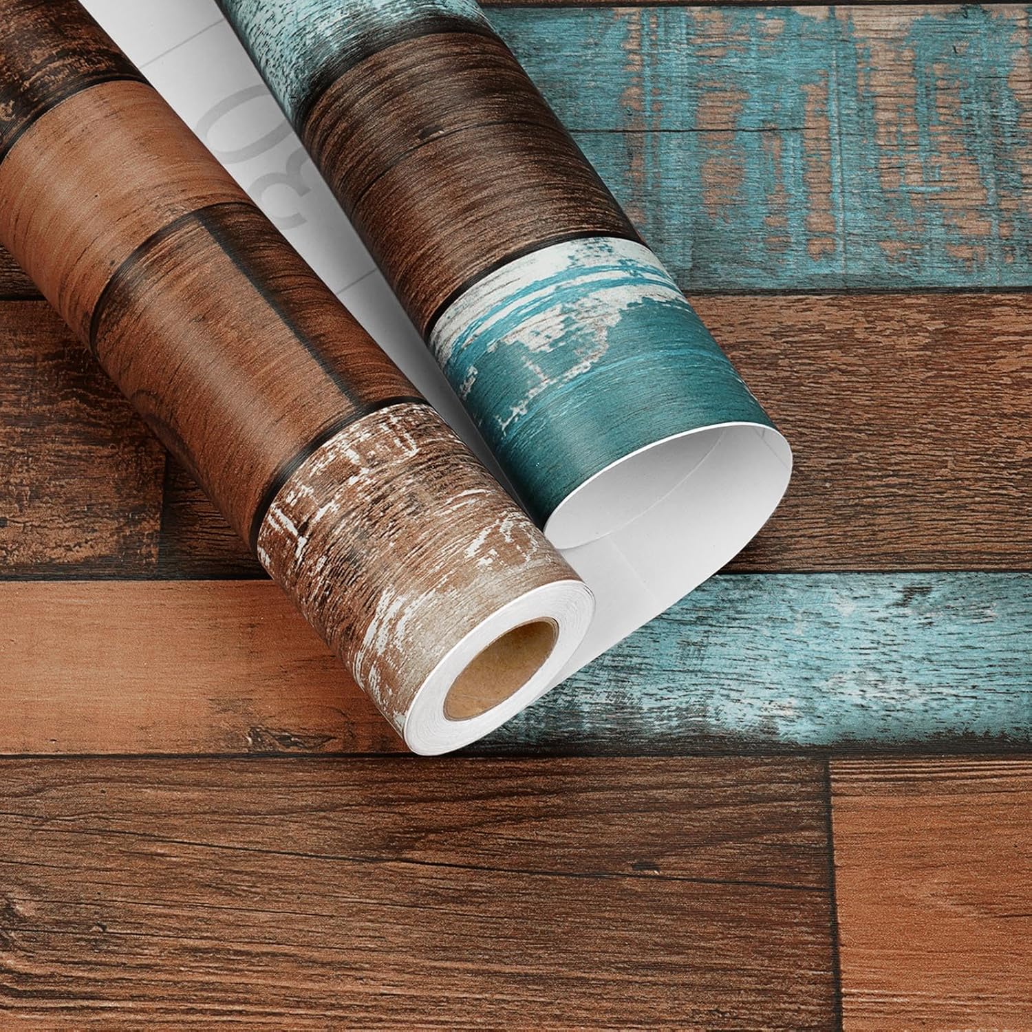 Blue Brown Wood Contact Paper for Countertops 15.7"×78.7" Vintage Shiplap Peel and Stick Wallpaper Self Adhesive Rustic Wood Grain Contact Paper for Fireplace Cabinets Walls Kitchen Farmhouse