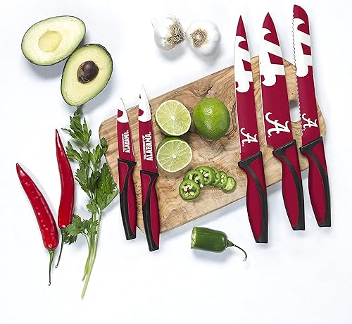 Miniatura 2 de NCAA - Juego de 5 cuchillos de cocina de acero inoxidable, cuchillo de chef, cuchillo de pan, cuchillo de tallar, cuchillo de utilidad, cuchillo de