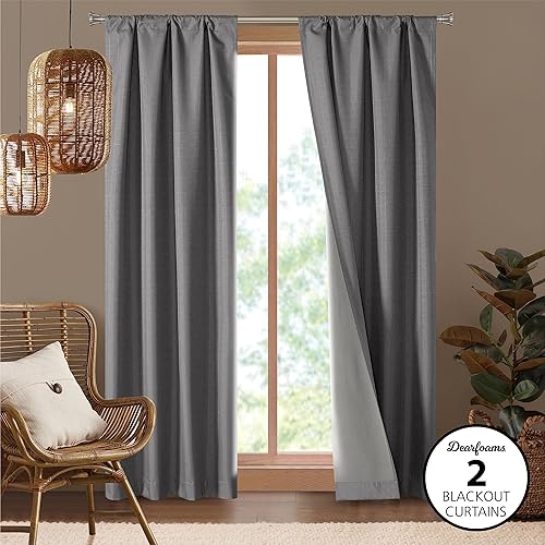 Miniatura 2 de Dearfoams Juego de 2 cortinas opacas de eficiencia energética, 37 x 84 pulgadas, color carbón