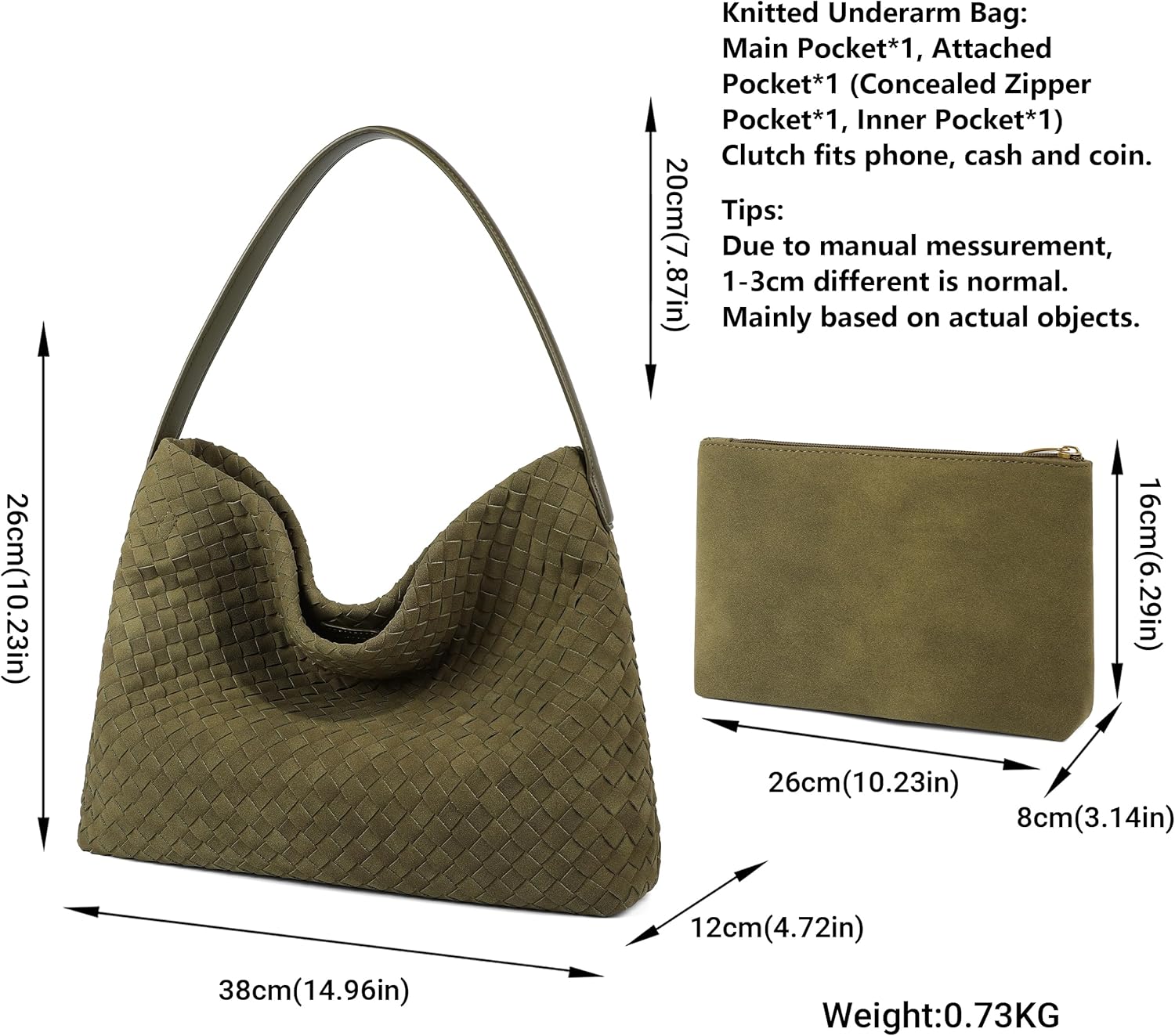 Queenoris Suede Purses Bag for Women, Top Handle Shoulder Bag Vegan Leather Hobo Bag Slouchy Travel Tote Bag Satchel for Work - Image 4