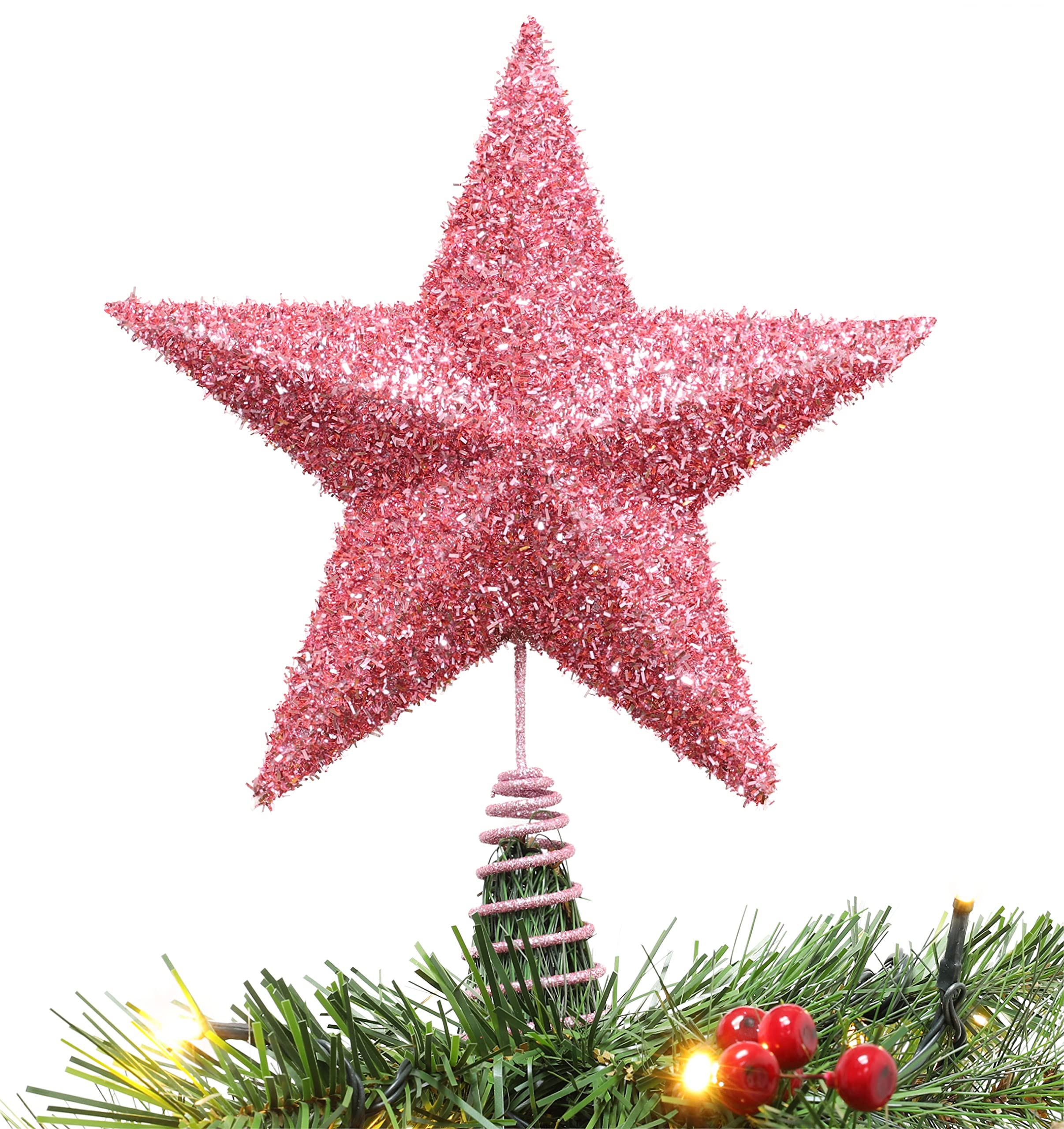 Christmas Concepts Baby Pink Christmas Concepts® 28Cm Sparkly Tree Top Star - Luxury Christmas Decorations (Baby Pink)