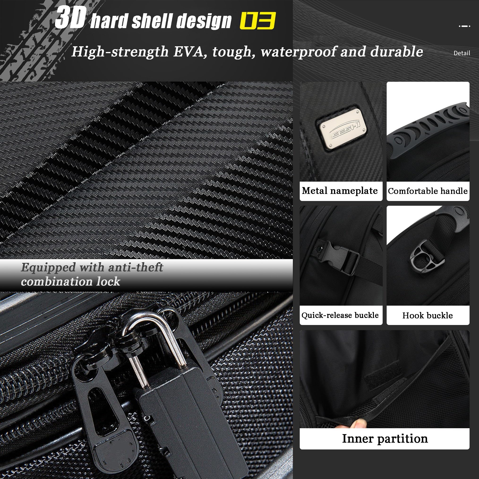 Borsa Moto per Ducati Diavel Carbon 2011-2018, Laterali Impermeabile per Borsa, Sella per Moto, Sella Posteriore,Eva