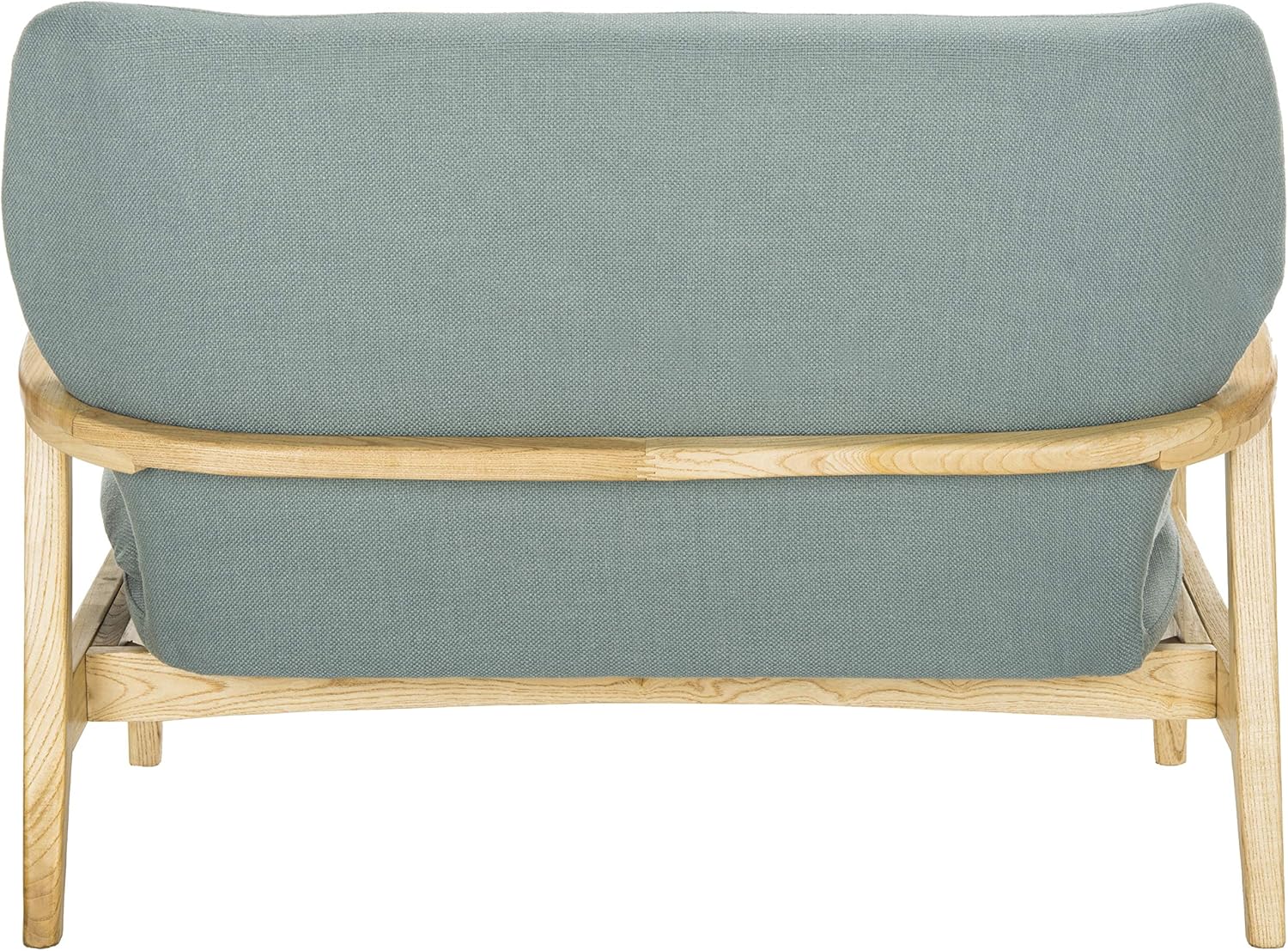 Safavieh Home Ellaria Modern Blue and Natural Settee Loveseat with Pillows
