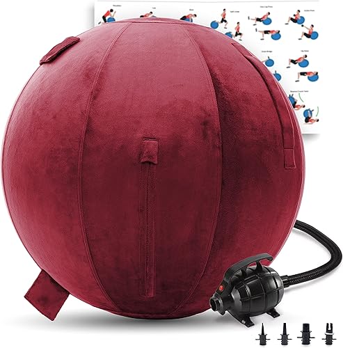 Miniatura 34 de Husband Pillow Pelota de ejercicio, cubierta con bomba para yoga, pilates, estabilidad de equilibrio de fitness, asiento de silla de pelota de