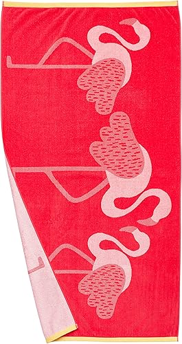 Miniatura 4 de Tienda Basics Toalla de playa de algodón de gran tamaño, paquete de 2, flamenco, 72 x 36 pulgadas