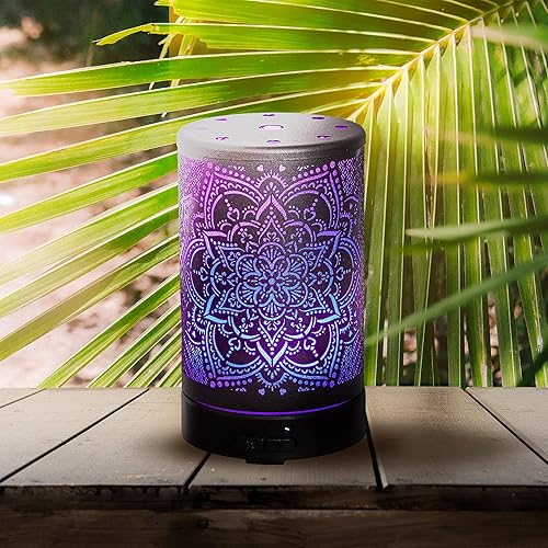 Miniatura 6 de AROMAR Difusor de aceite ultrasónico esencial, humidificador de niebla fría y difusor de metal de aromaterapia para aceites esenciales con apagado