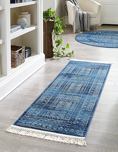 Miniatura 1 de Unique Loom District Collection - Alfombra de área - Sequoia (2 pies x 8 pies, azulazul marino)