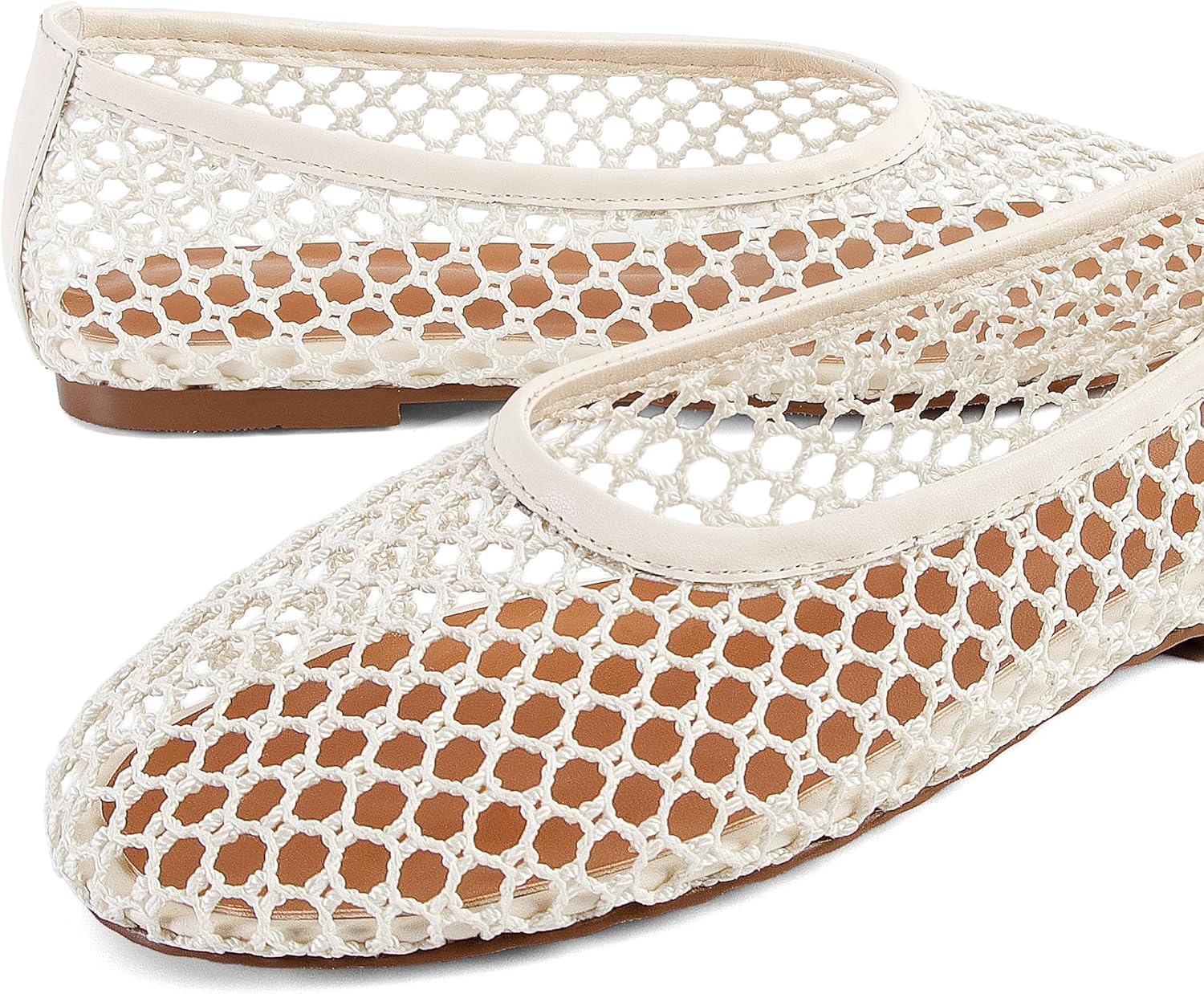 SOVANYOU Mesh Ballet Flats for Women Slip On Round Toe Comfy Casual Office Fishnet Ballerina Flat Shoes