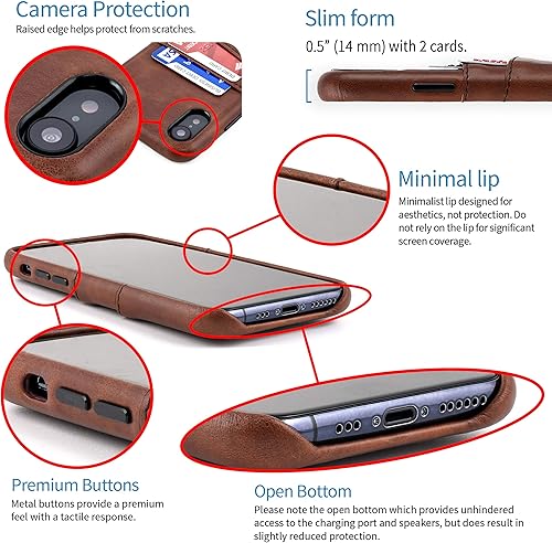 Miniatura 4 de Dockem Funda tipo cartera para iPhone XR placa metálica integrada para montaje magnético y 2 tarjeteros (6.1" Exec M2, cuero sintético, marrón)