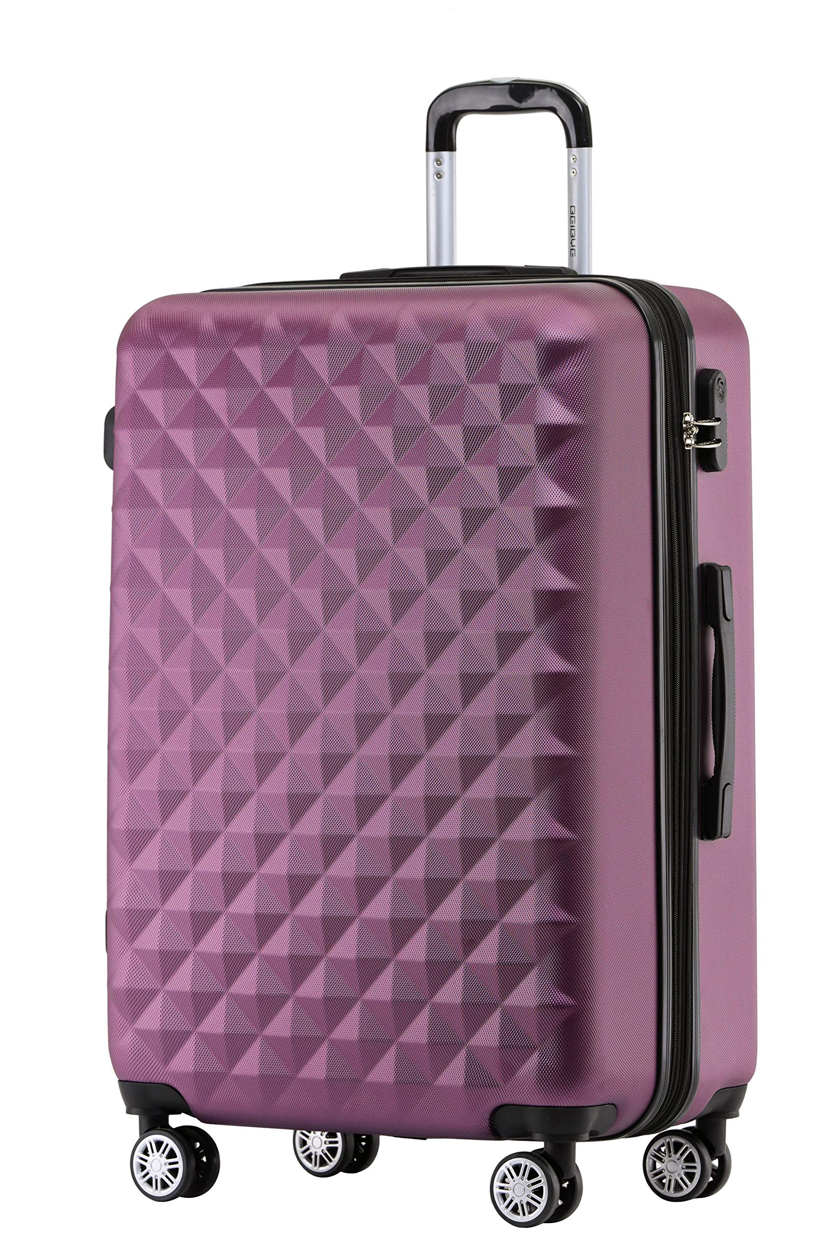 BEIBYE Zwillingsrollen 2066 Hartschale Trolley Koffer Reisekoffer Gepäck M-L-XL-Set (Violett, L)
