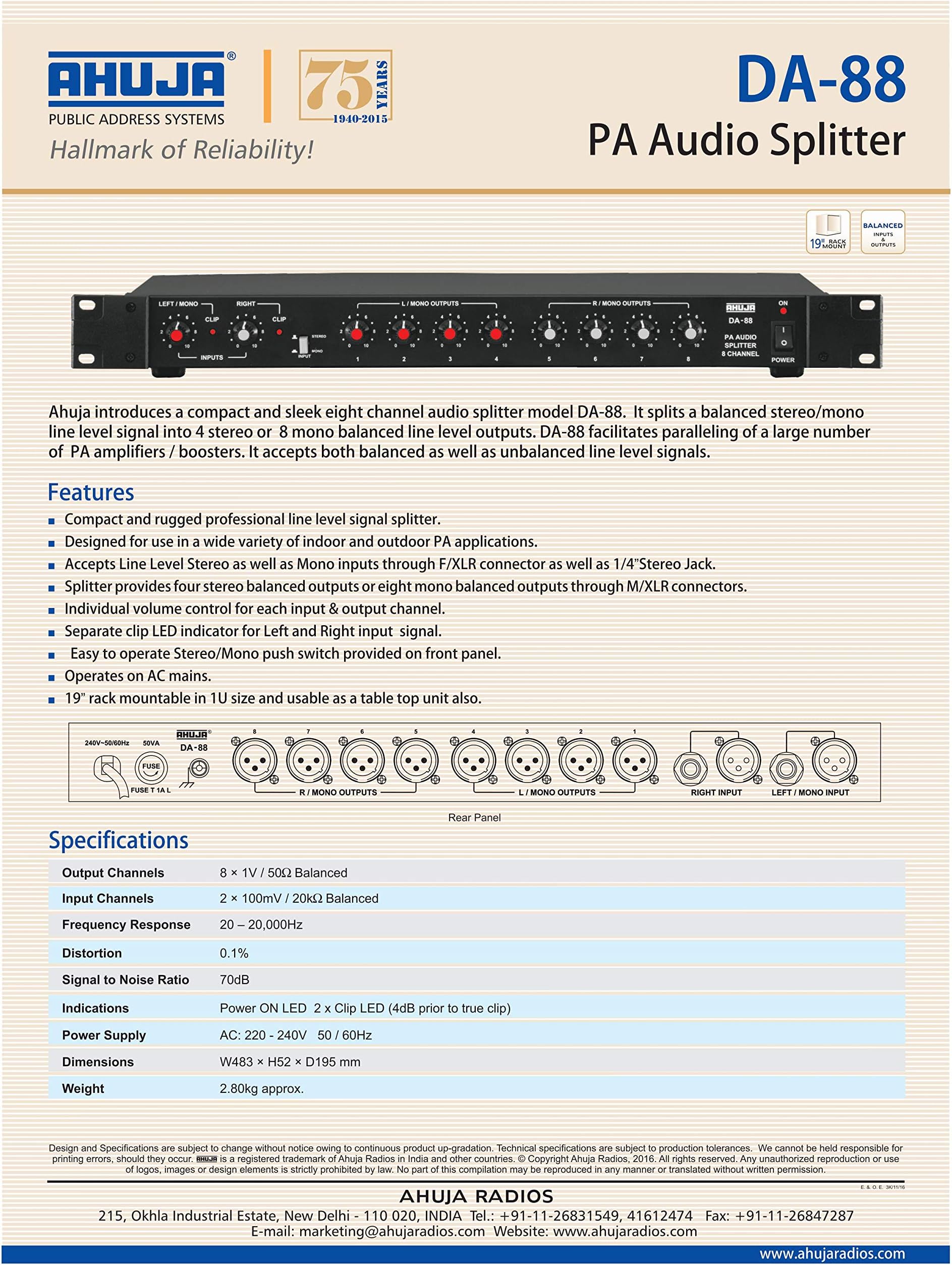 PA Audio Splitter (DA-88)