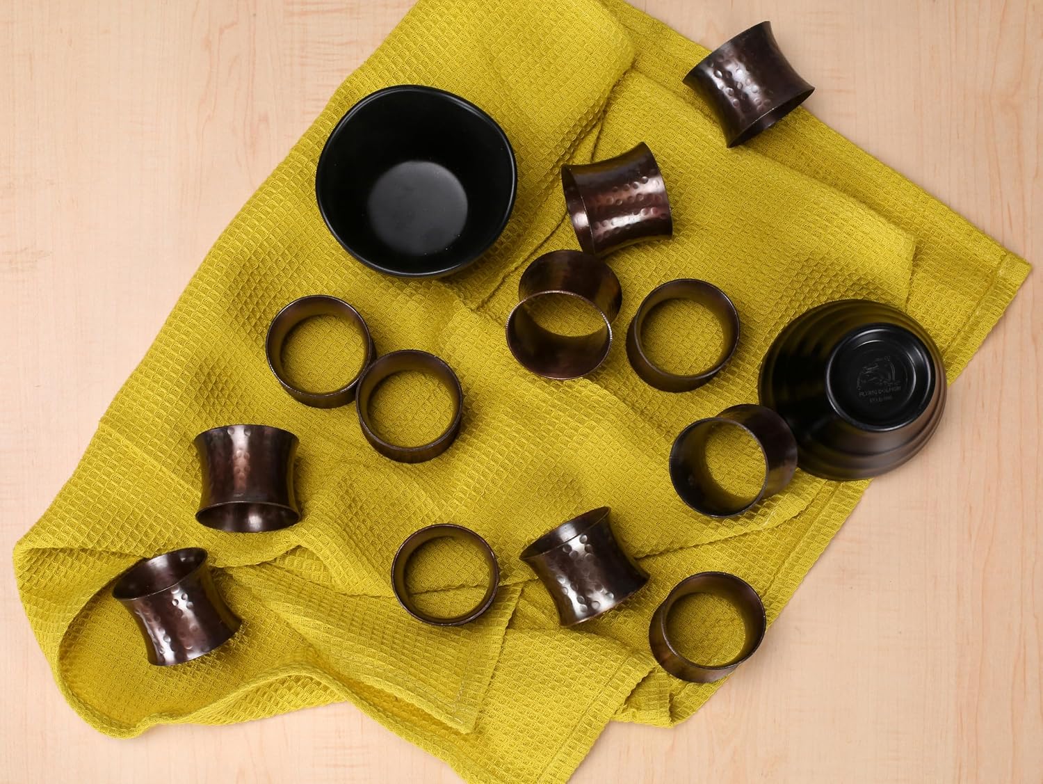 CLEENTABLE Bronze Metal Napkin Rings, Set of 12