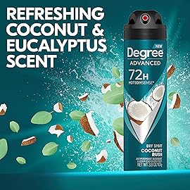 Degree Men Advanced Antiperspirant Deodorant Dry Spray Coconut Rush 3 Count 72-Hour Sweat and Odor Protection Deodorant for Men With MotionSense Technology 3.8 oz