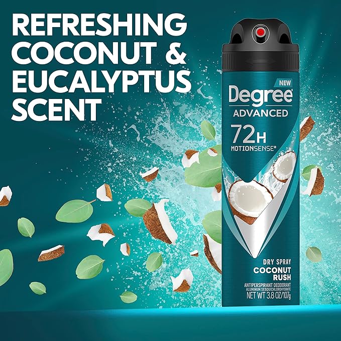 Degree Men Advanced Antiperspirant Deodorant Dry Spray Coconut Rush 3 Unidades 72h miniatura 3