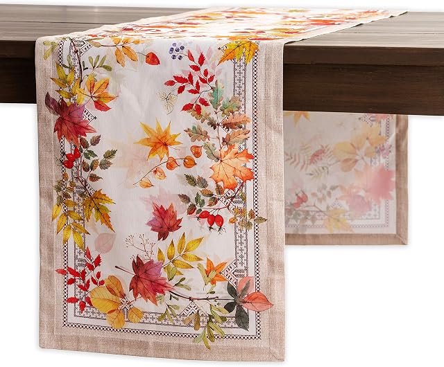 Maison d' Hermine Amarante 100% Cotton Table Runner Farmhouse Tabletop Cover for Home Kitchen Dining Décor Parties Family Dinners Wedding Thanksgiving/Christmas (37cm x 180cm)
