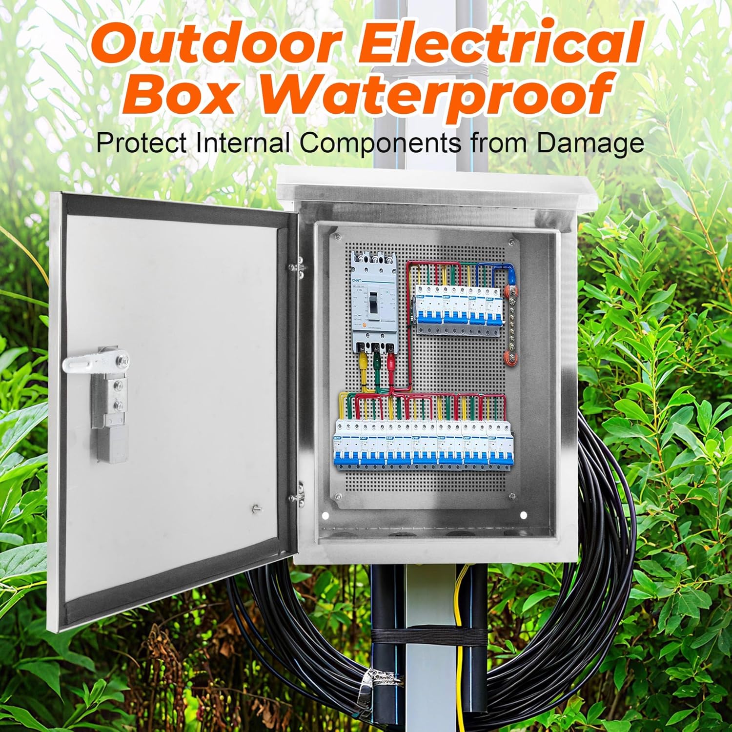 Outdoor Electrical Box Waterproof, Stainless Steel Weatherproof Electrical Junction Box with Lock and Mounting Plate for Indoor & Outdoor (Stainless Steel)