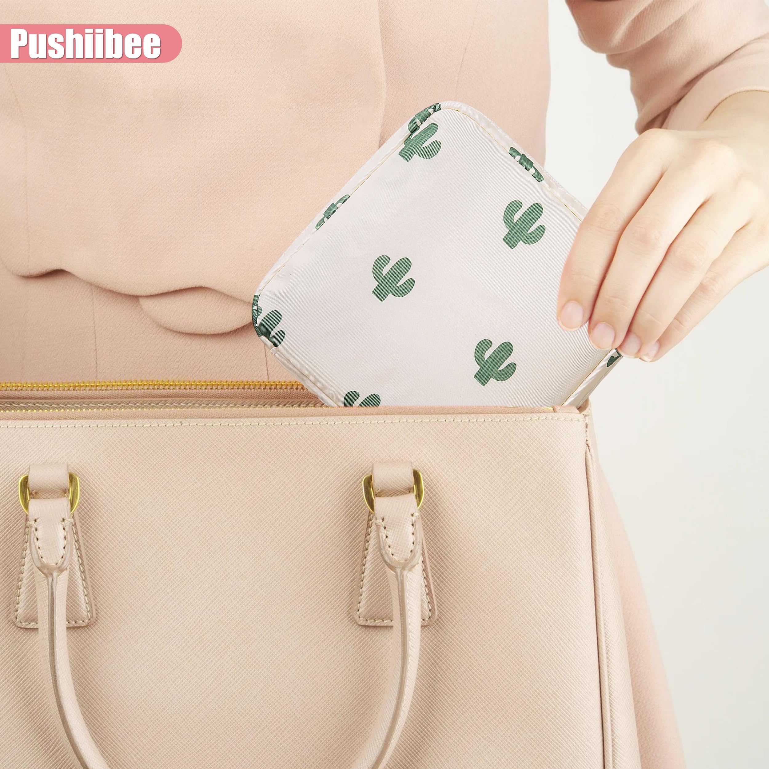 Pushiibee Bolsa para Compresas, 6 Piezas Neceser Menstrual para Mujer, 2 Estilos Estuche para Compresas y Tampones Mini Bolsita con Cremallera para Viaje y Uso Diario — view 5