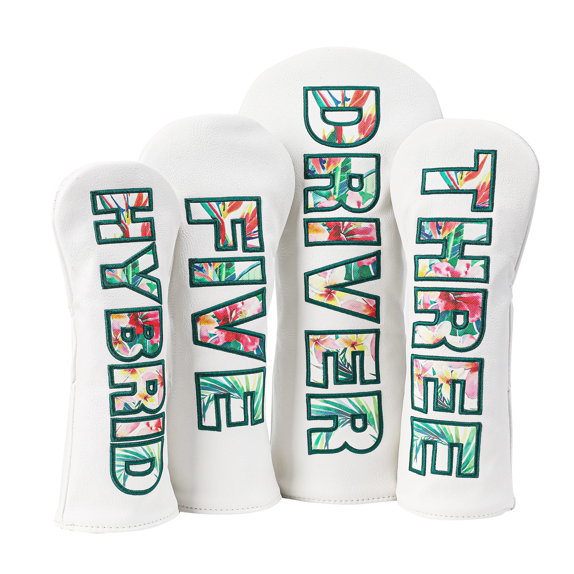 Golf Club Head Covers - Premium Leather Driver, 3 & 5 Fairway Wood, Hybrid Headcovers, Putter Covers for Blade and Mallet, and Alignment Stick Covers