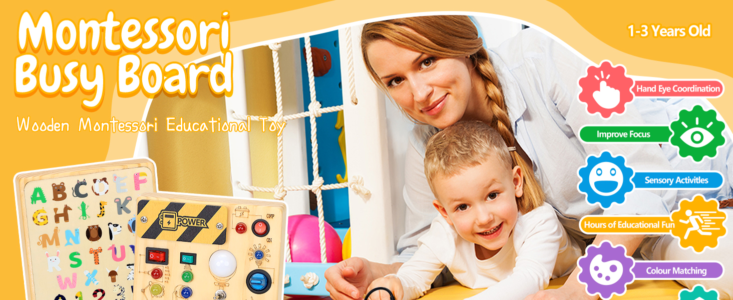 Panel de Actividades Montessori con Luces LED y Tema de Granja – Jugue – Criativae Chile