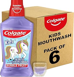 Colgate Kids Mouthwash, Unicorn, Bubble Fruit Flavor, Anticavity Fluoride Mouthwash, 16.9 Ounce