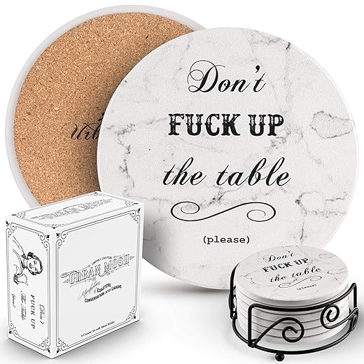 14. Funny Drink Coasters - House Warming Gifts New Home Couple - Decorations for Living Room Coffee Table Decor - The Ultimate Christmas Gift Idea for Any Kind of Couple - Add Humor and Style to Their Home