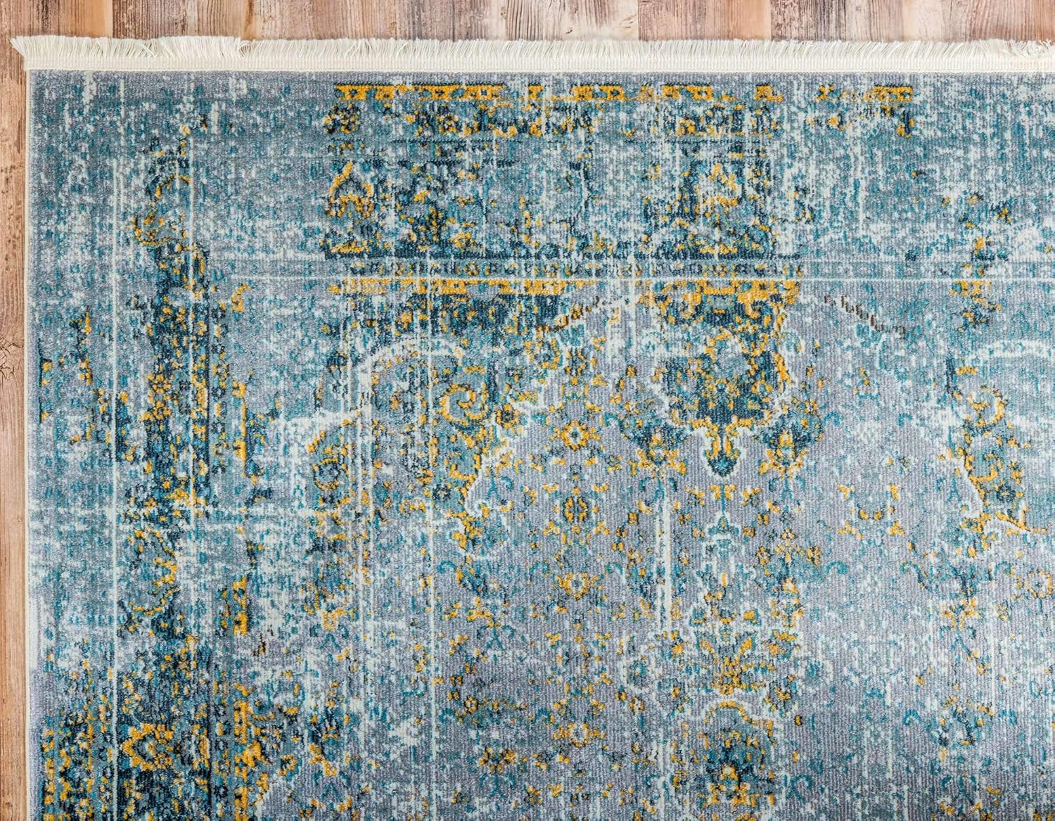 Unique Loom Baracoa Collection Distressed Bright Tones Vintage Traditional Area Rug (5' 5 x 8' 0 Rectangular, Gray/Blue)