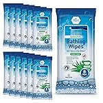 MED PRIDE Hospital Wipes for Bathing, Waterless Rinse Free Bath Wipes for Adults, Microwavable Soft Thick, 12 Packs (96 Count), Aloe Vera