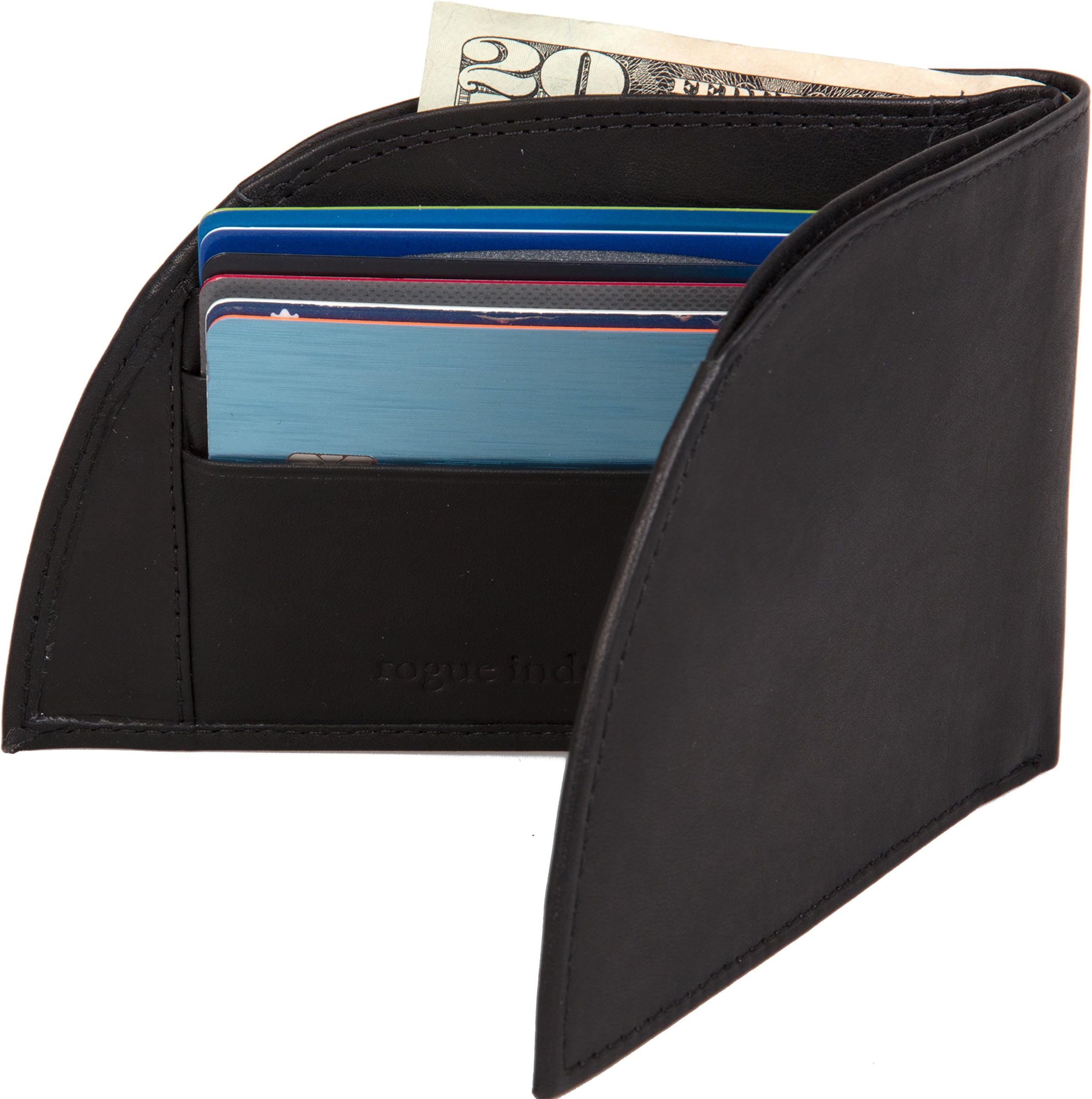 Men's Front Pocket Wallet by Rogue - USA Made Genuine Leather with Full Bill Section, 6 Card Capacity, ID Window
