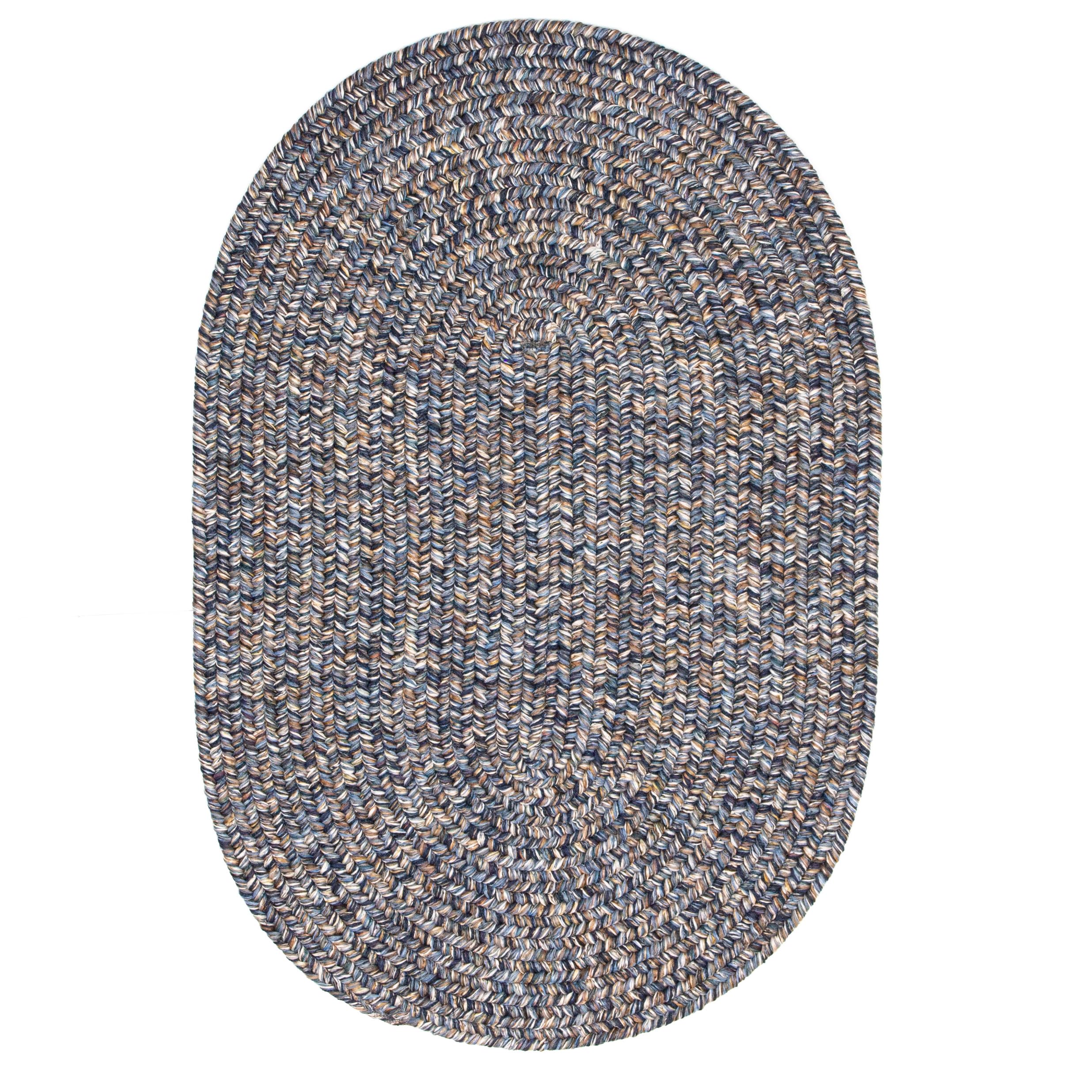 Super Area Rugs Rustic Farmhouse Living Indoor/Outdoor Reversible Braided Rug - Made in USA - Blue Mix 3' X 5' Oval