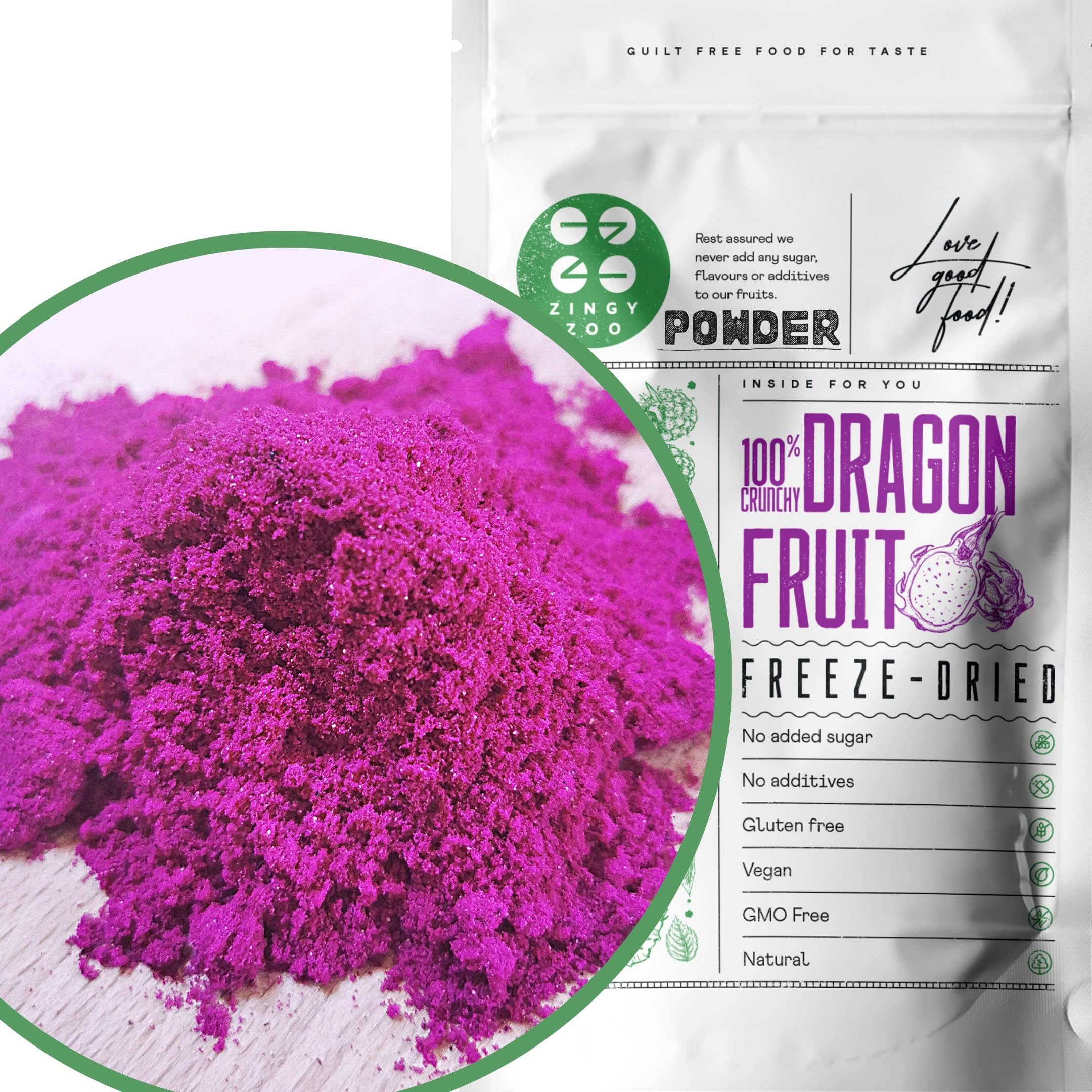 Pink Pitaya Powder | XL 500g Pack Pink Smoothie Powder | Red Dragon Fruit Powder Smoothie Mix | Raw Vegan Made Dragon Fruit Fresh Cake Decoration | Freeze Dry Fruit Powder Berries | ZingyZoo