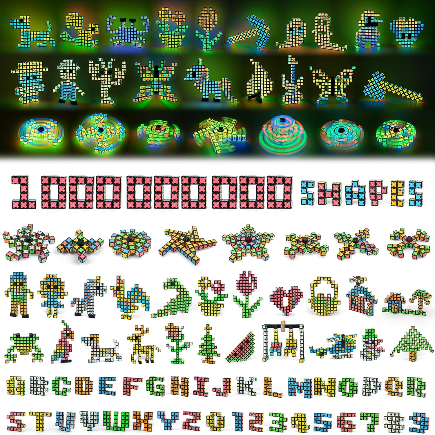 TOSY Magnet Cube 4x4 - 70 Blocks, 560 Magnets, Easter Birthday Gifts for Kids, Multipurpose: Creative Building Blocks, Transformable Fidget Spinner, Puzzle/Infinity Cube, Glowing STEM Toy - Image 3