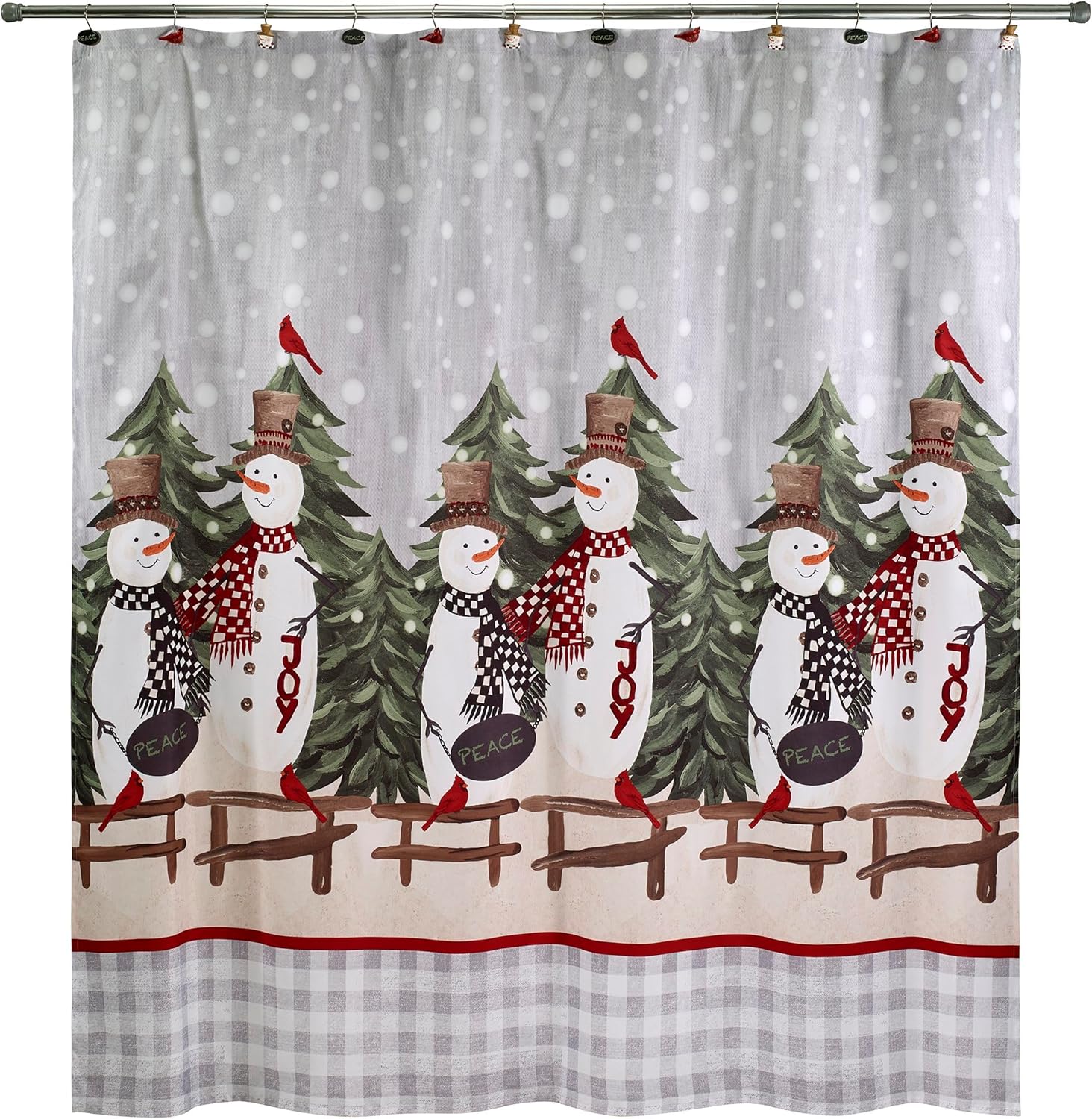 Avanti Linens - Fabric Shower Curtain, Holiday Bathroom Decor (Country Friends Collection. 72")