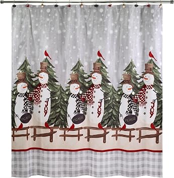 Avanti Linens - Christmas Fabric Shower Curtain, Holiday 72x72 Curtain