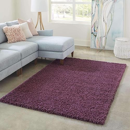 Miniatura 6 de Unique Loom Zuniga Solid Shag Collection - Alfombra moderna de felpa marrón arena (8' 0 x 10' 0)